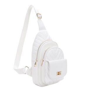 New White Quilted Sling Bag